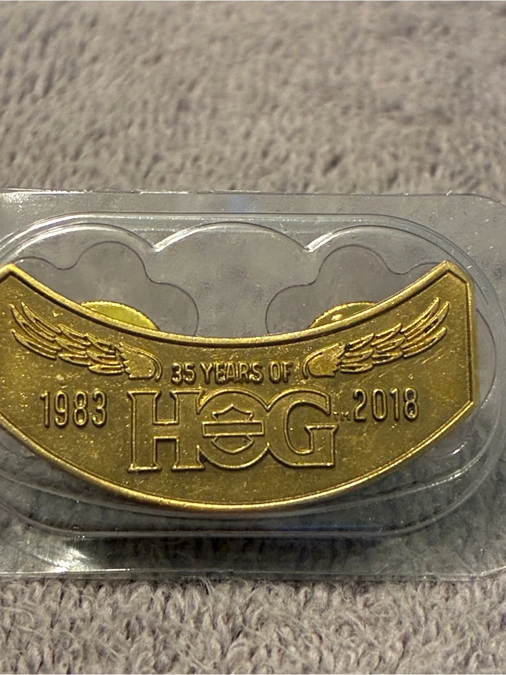 1983 - 2018 35 Years of HOG Harley Davidson Owners Group Rocker Pin - New